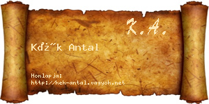 Kék Antal névjegykártya